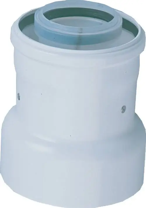 Weißer Adapter von Bosch mit zwei unterschiedlichen Durchmessern, der an einem Ende breiter und am anderen Ende schmaler ist. Geeignet zur Verbindung von Rohren.